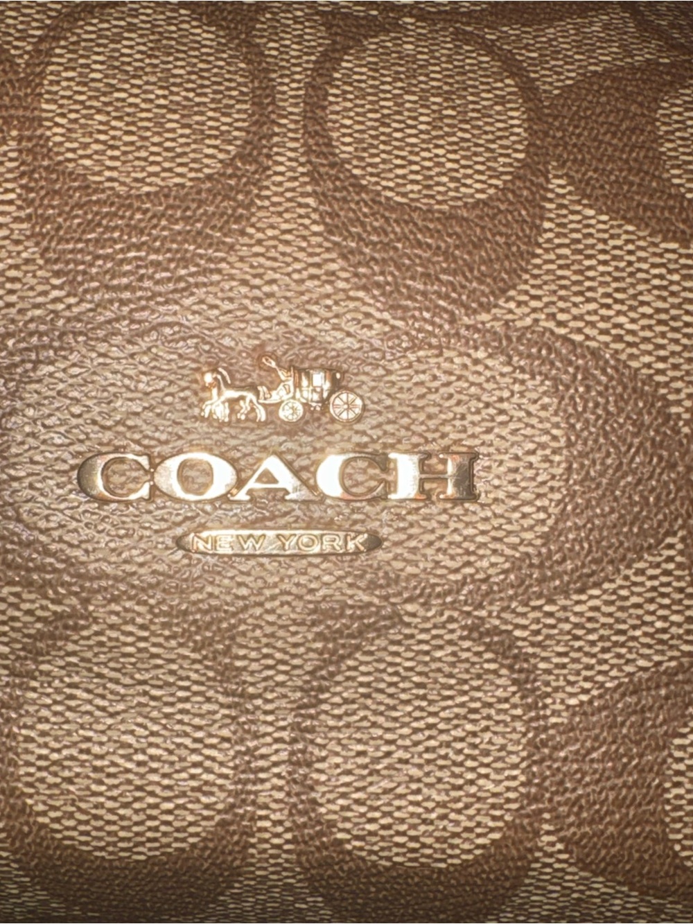 Coach Brown Signature Canvas Shoulder Bag with Cream Accents and Gold Hardware - Picture 4 of 4